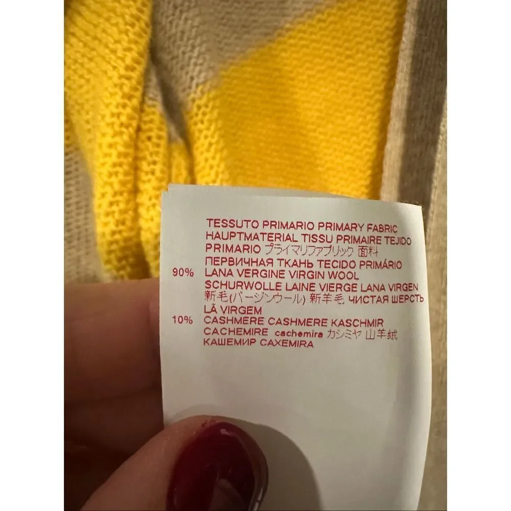Marni Wool Cashmere Striped Sweater IT 38 Yellow Camel Back Tie Cropped Italy, S